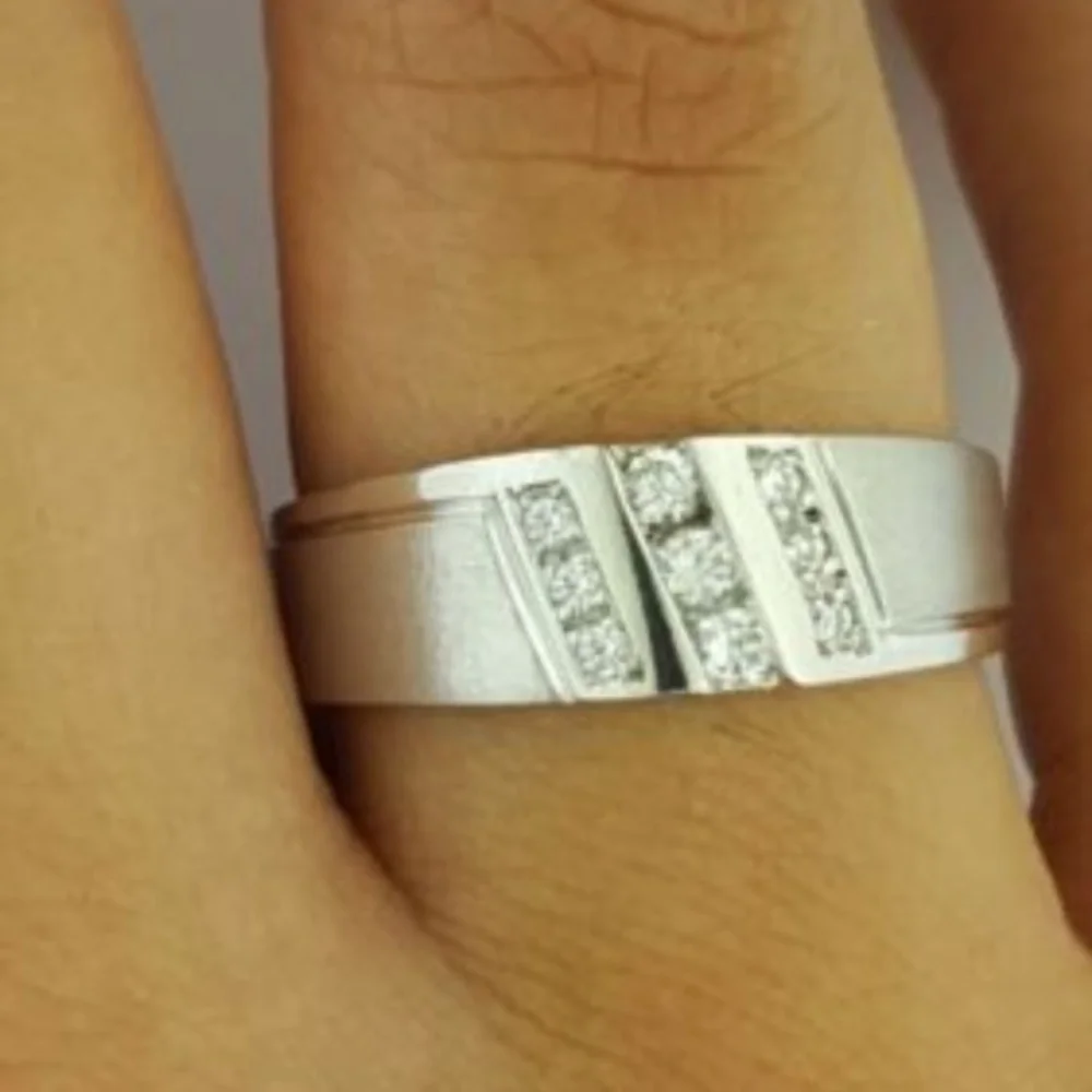 14k Solid White Gold Men's Wedding Band Ring